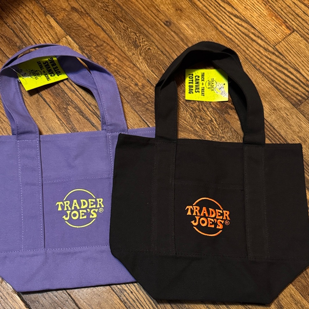 Trader Joe's Black and Purple Tote Bags